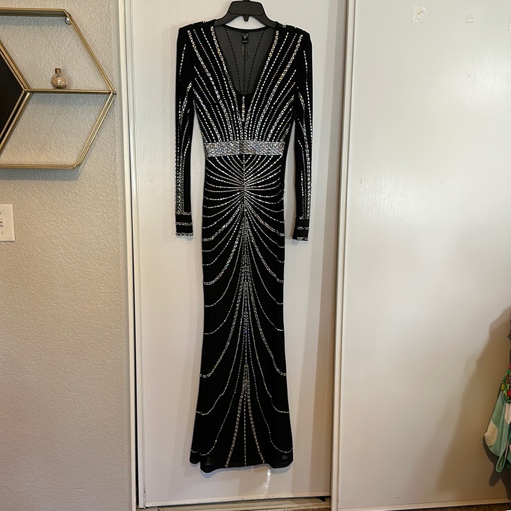 Black jeweled prom dress